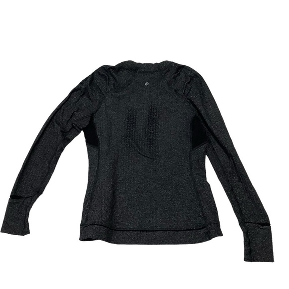 Lululemon Think Fast Long Sleeve Top Herringbone Black / Gray Size 8 - Picture 6 of 13